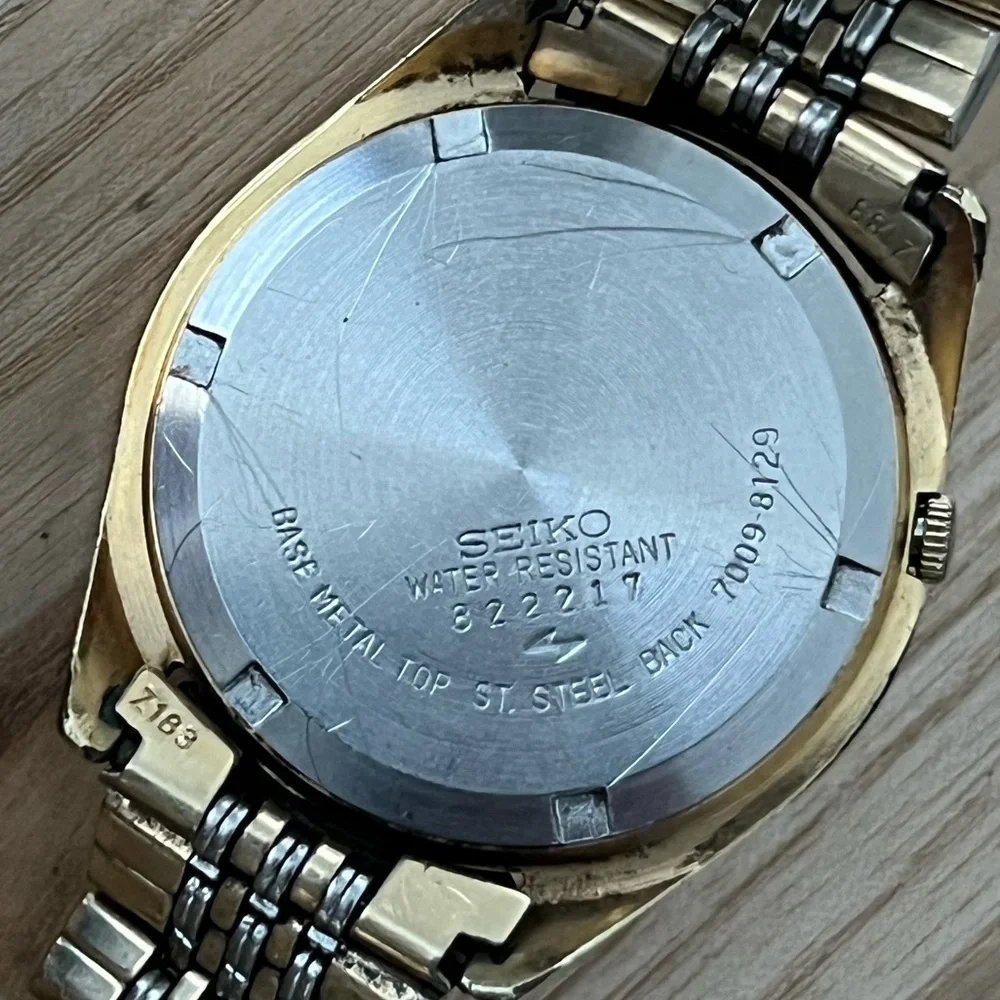Seiko Automatic 17 Jewels Rare Vintage Men’s Watch Two-Tone Bracelet Gold Dial